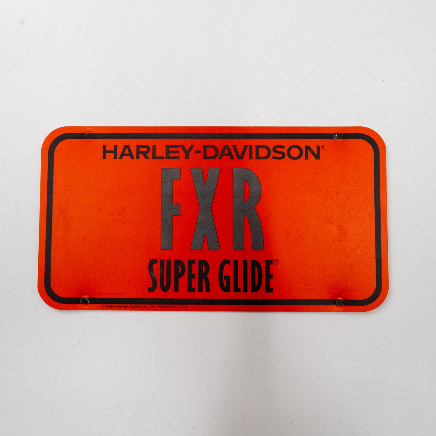 1980's Harley Davidson FXR Dealer Showroom Display License Plate