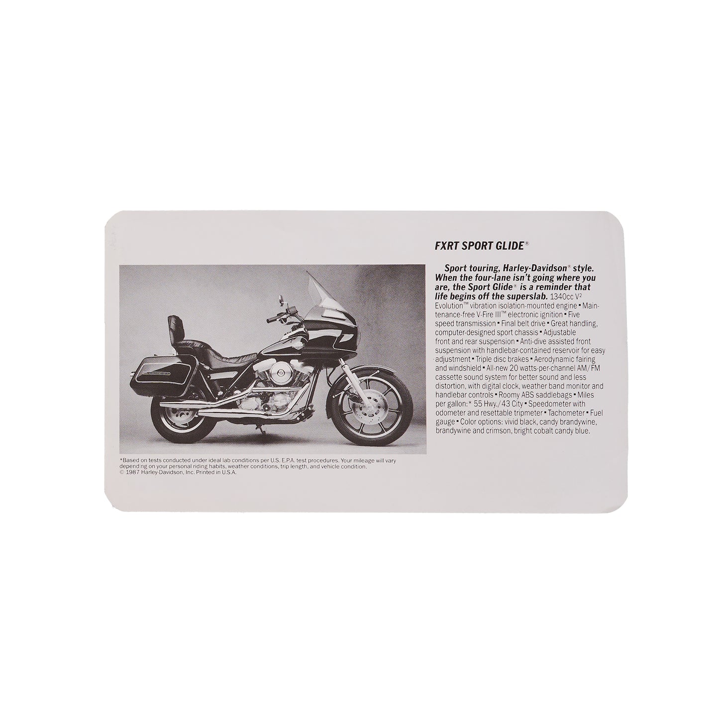 Vintage 1988 Harley FXR Dealer License Plate Sign – Original Paper Display