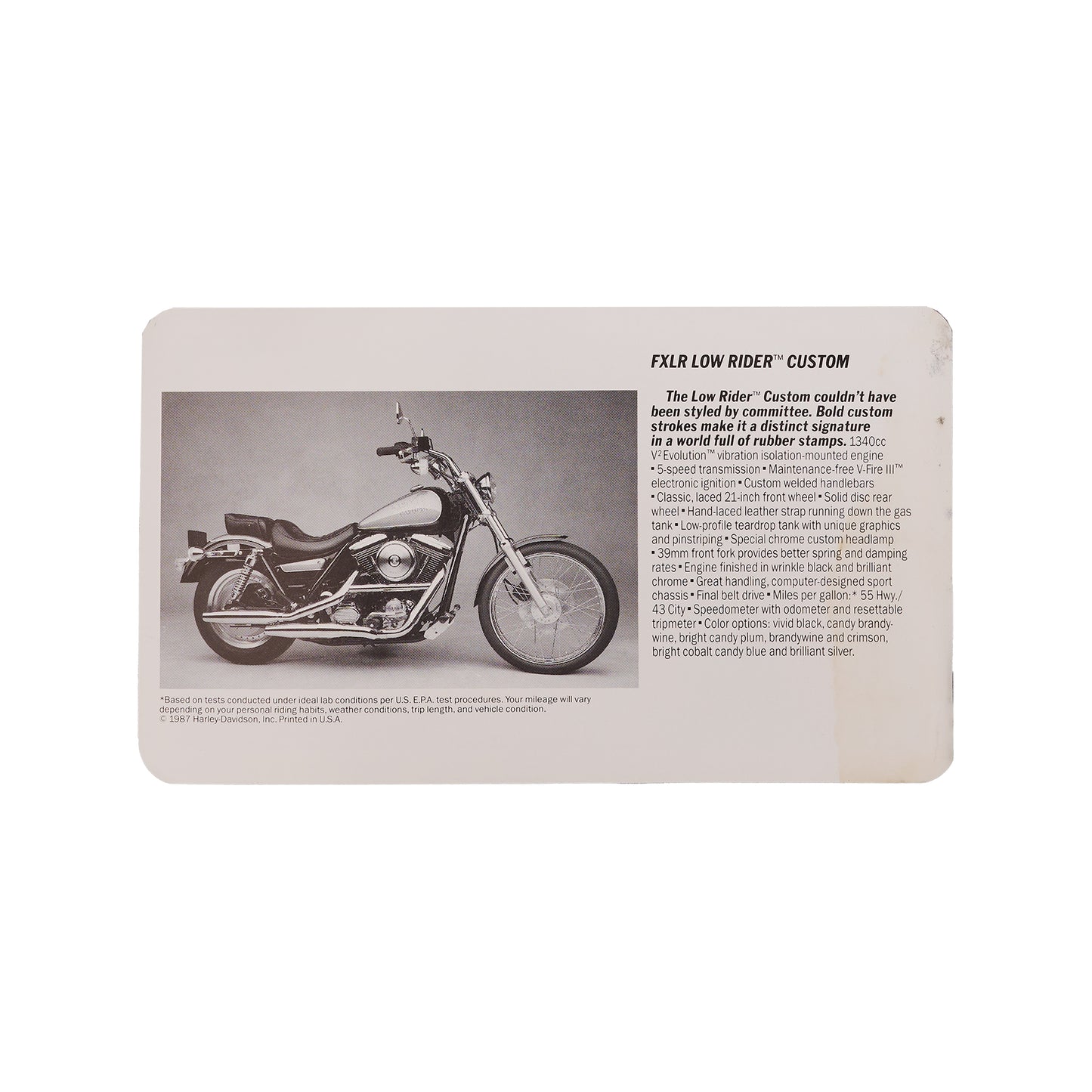 Vintage 1988 Harley FXR Dealer License Plate Sign – Original Paper Display