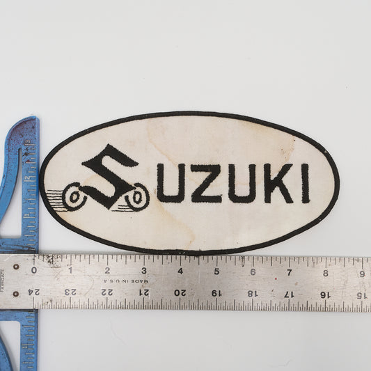 Suzuki Vintage Oval Patch - White & Black