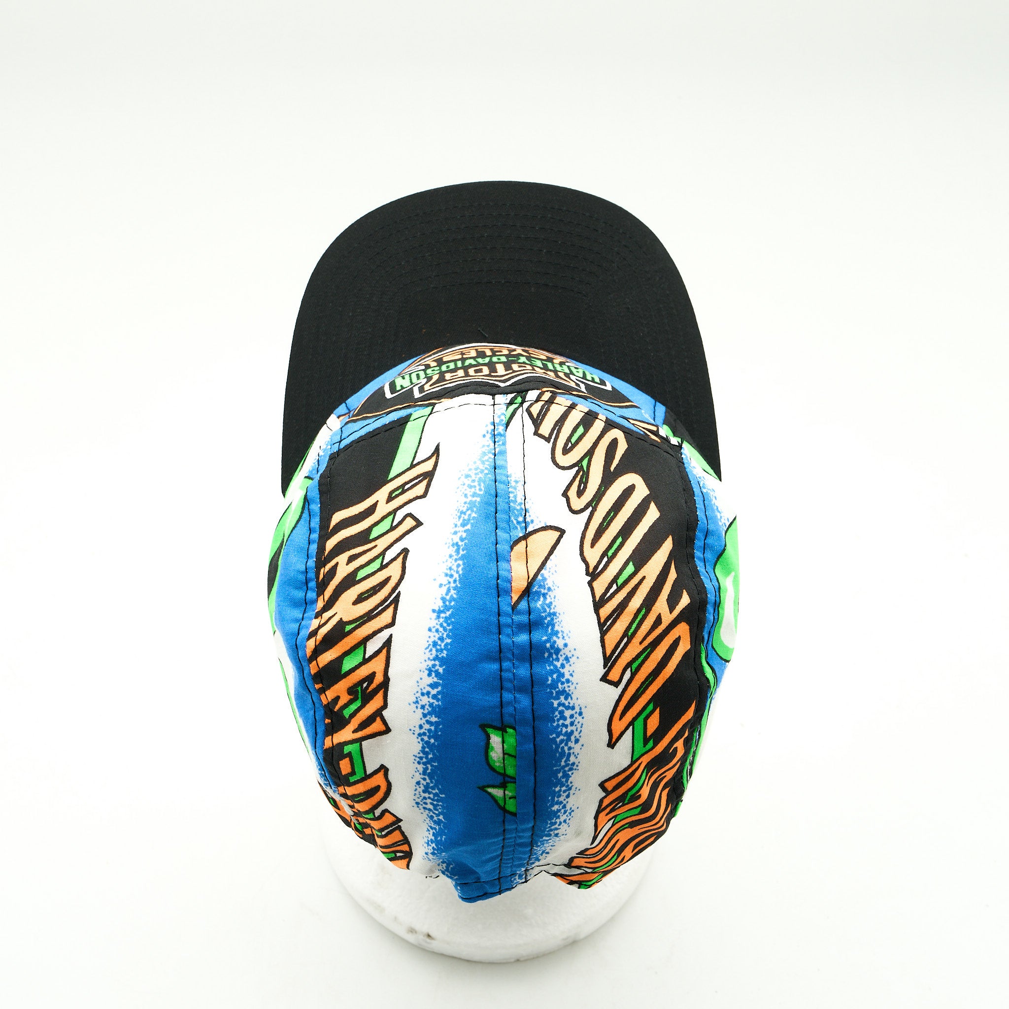 Harley Davidson Green, Blue and Orange Five Panel Camp Hat