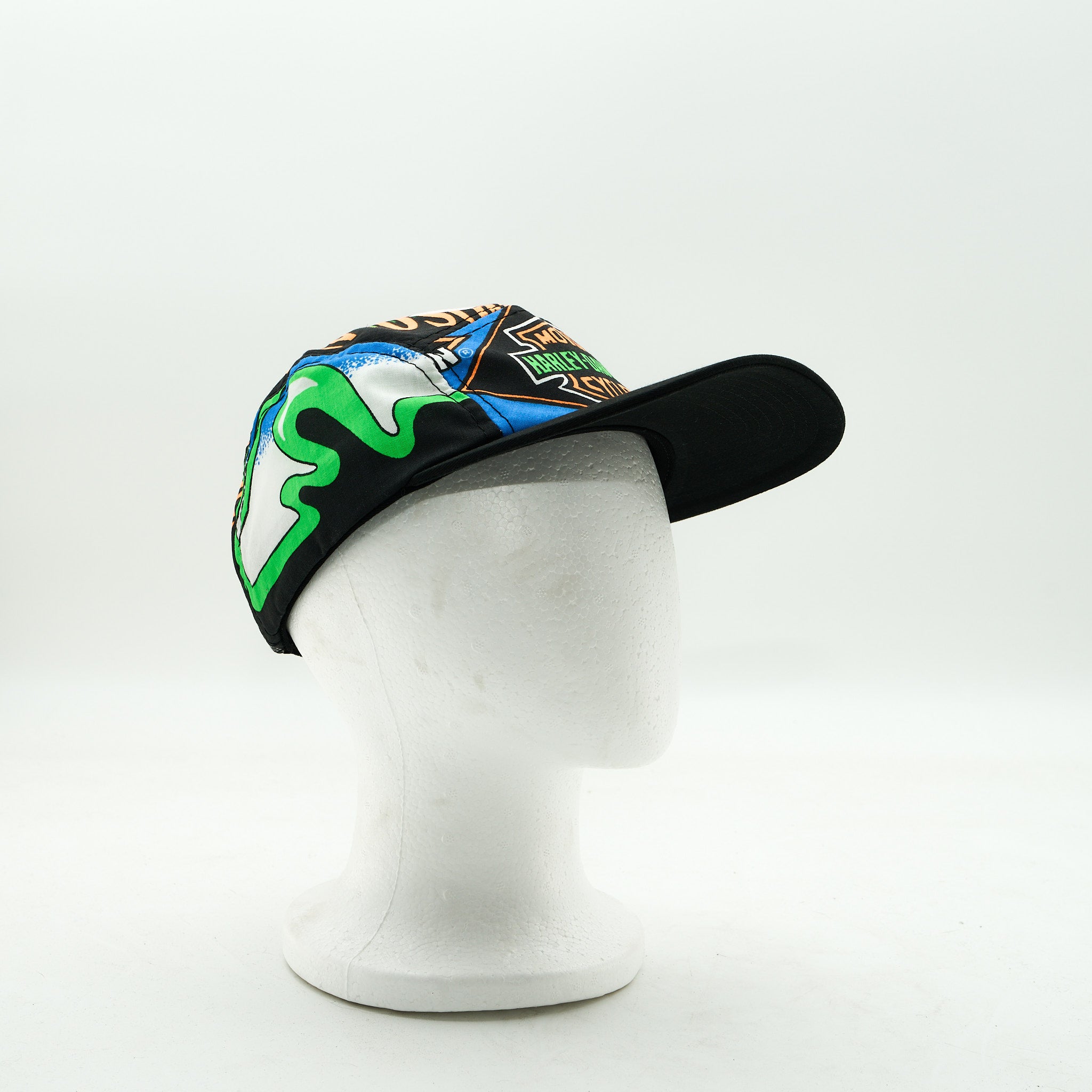 Harley Davidson Green, Blue and Orange Five Panel Camp Hat