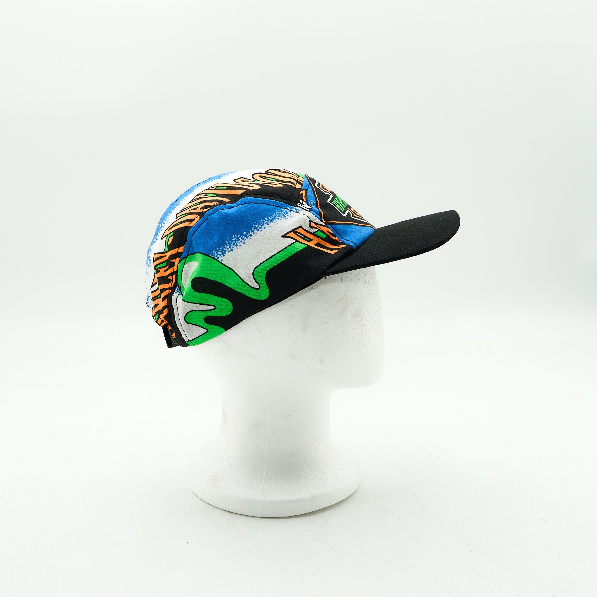 Harley Davidson Green, Blue and Orange Five 2 Panel Camp Hat